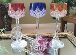 4 pc SET Vintage BACCARAT Colbert Multi Color Cut to Clear Crystal Wine Goblets