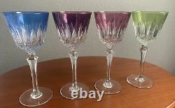 4 pcs Vintage Colored Ajka Baccarat Wine Hock Glasses, No stamp