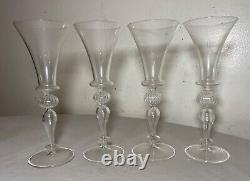 4 vintage hand blown Italian Venetian stemware glass wine champagne glasses