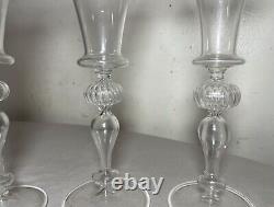 4 vintage hand blown Italian Venetian stemware glass wine champagne glasses
