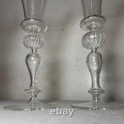 4 vintage hand blown Italian Venetian stemware glass wine champagne glasses