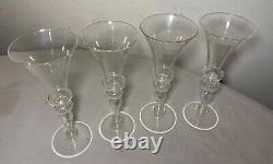 4 vintage hand blown Italian Venetian stemware glass wine champagne glasses