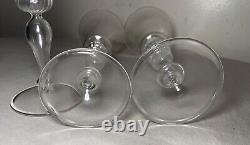 4 vintage hand blown Italian Venetian stemware glass wine champagne glasses