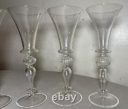 4 vintage hand blown Italian Venetian stemware glass wine champagne glasses