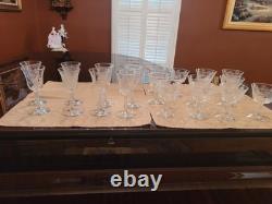 58 Piece of Vintage Etched Stemware From 1940s. Floral and Fern Pattern