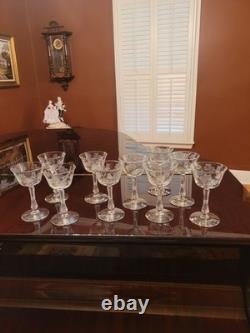 58 Piece of Vintage Etched Stemware From 1940s. Floral and Fern Pattern