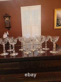 58 Piece of Vintage Etched Stemware From 1940s. Floral and Fern Pattern