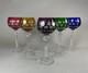 5 Bohemian Multi Color Cut To Clear Wine Glasses