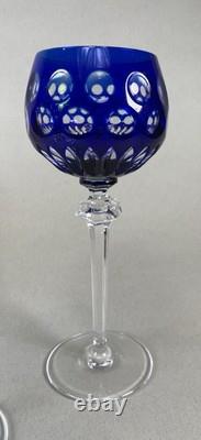 5 Bohemian Multi Color Cut To Clear Wine Glasses