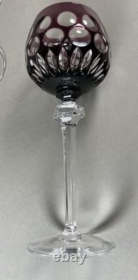 5 Bohemian Multi Color Cut To Clear Wine Glasses