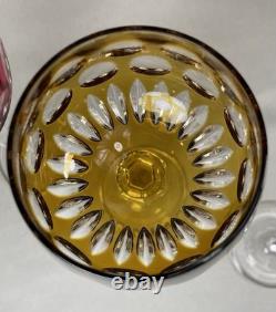5 Bohemian Multi Color Cut To Clear Wine Glasses