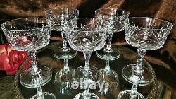 5 ELEGANT Crystal 6 Oz Wine Champagne Glasses Stems CUT GLASS CUPS PANELED STEMS