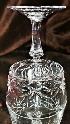 5 ELEGANT Crystal 6 Oz Wine Champagne Glasses Stems CUT GLASS CUPS PANELED STEMS