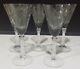 5- RARE Vintage FOSTORIA Iris Swirl Optic Crystal Gray Wine Glasses Goblet Stems