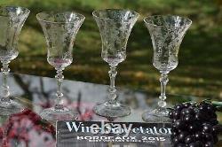 5 Vintage Acid Etched Wine Glasses, Cambridge, Elaine, Stem 3500