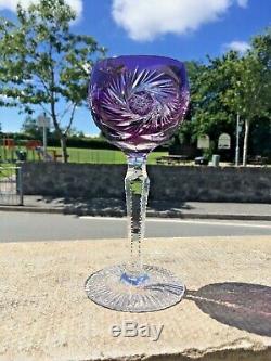5 Vintage Bohemian Multi Coloured Harlequin Lead Crystal Wine Glasses Goblets