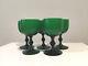 5 Vintage Carlo Moretti Empoli Murano Italy Green Cased Art Glass Wine Glasses