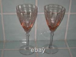5 Vintage Fostoria June Pink 8.25 Wine Water Glasses Goblets