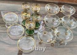 5 Vintage Gold Roemer Wine Glasses, Moser-Millot 6 and Three Gold Plates