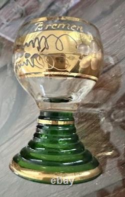 5 Vintage Gold Roemer Wine Glasses, Moser-Millot 6 and Three Gold Plates