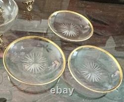5 Vintage Gold Roemer Wine Glasses, Moser-Millot 6 and Three Gold Plates