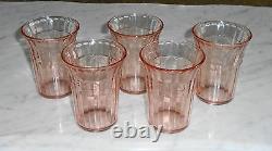 5 Vintage Moderntone Pink Depression Glass 4inch Juice Wine Tumblers No Mark