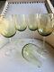 5 Vintage Olive Green Wine Crystal Long Stem Impressive 9 Tall Goblets ELEGANT