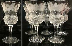 5 Vintage Scottish Edinburgh Crystal Thistle Wine / Sherry Glasses (signed)