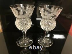 5 Vintage Scottish Edinburgh Crystal Thistle Wine / Sherry Glasses (signed)