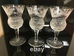 5 Vintage Scottish Edinburgh Crystal Thistle Wine / Sherry Glasses (signed)