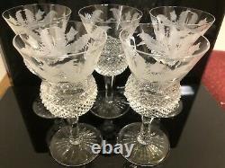 5 Vintage Scottish Edinburgh Crystal Thistle Wine / Sherry Glasses (signed)