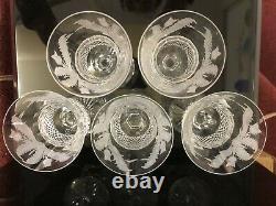 5 Vintage Scottish Edinburgh Crystal Thistle Wine / Sherry Glasses (signed)