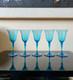 5 Vintage Steuben Celeste Blue Water Wine Goblets Optic 1920s Art Deco Dare