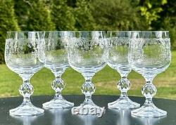 5 Vintage Wine Glasses-Cascade by IMPORT ASSOC-5 7/8 Tall-Blown & Etched Glass