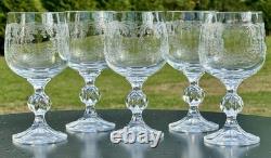 5 Vintage Wine Glasses-Cascade by IMPORT ASSOC-5 7/8 Tall-Blown & Etched Glass