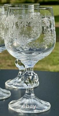 5 Vintage Wine Glasses-Cascade by IMPORT ASSOC-5 7/8 Tall-Blown & Etched Glass