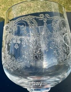 5 Vintage Wine Glasses-Cascade by IMPORT ASSOC-5 7/8 Tall-Blown & Etched Glass