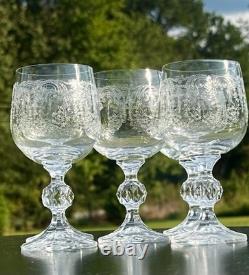 5 Vintage Wine Glasses-Cascade by IMPORT ASSOC-5 7/8 Tall-Blown & Etched Glass