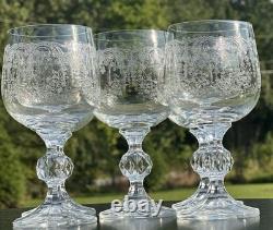 5 Vintage Wine Glasses-Cascade by IMPORT ASSOC-5 7/8 Tall-Blown & Etched Glass