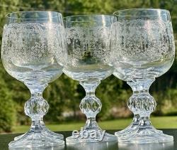 5 Vintage Wine Glasses-Cascade by IMPORT ASSOC-5 7/8 Tall-Blown & Etched Glass