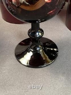 5 Vtg Carlo Moretti Empoli Art Glass Amethyst Wine Glasses Goblets Murano MCM