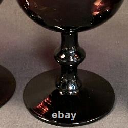 5 Vtg Carlo Moretti Empoli Art Glass Amethyst Wine Glasses Goblets Murano MCM