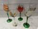 5 Vtg Hand Painted Wine Glass Flute Floral Flower Champagne Summer Garden