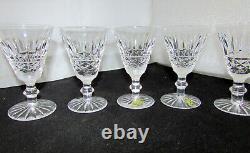 5 Waterford Crystal Tramore White Wine Glasses 5 1/8 Vintage Irish Cut