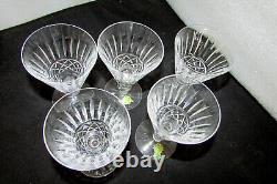 5 Waterford Crystal Tramore White Wine Glasses 5 1/8 Vintage Irish Cut