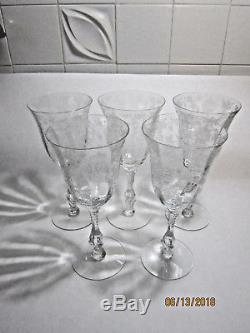 5pc Vintage Cambridge Depression Glass ROSE POINT 8.25 Water / Wine