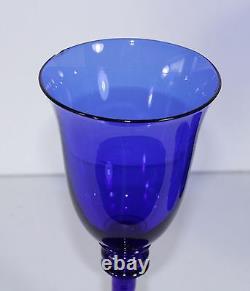 5x antique early 19th C. White Wine Glass, cobalt blue crystal, ca. 1820