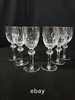 6X Waterford Crystal Curraghmore Sherry Wine Glasses Vintage Labels Old Etching