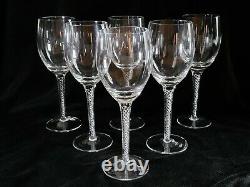 6 Air Twist Crystal Wine/Water Glasses Goblets 8.75 Spiral FREE SHIP