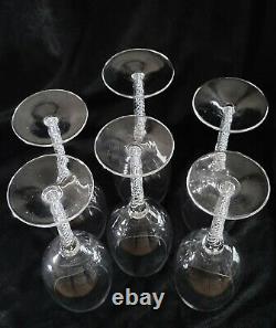 6 Air Twist Crystal Wine/Water Glasses Goblets 8.75 Spiral FREE SHIP